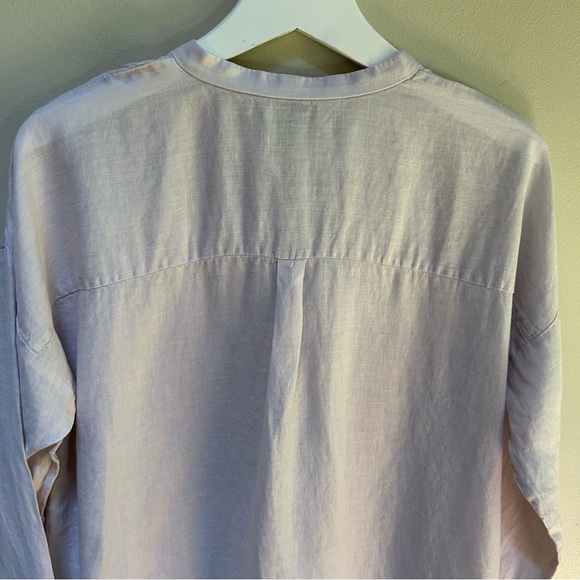 Eileen Fisher ~Pale Lavender Organic Linen Long Sleeve Button Front Tunic-Small - Picture 7 of 11